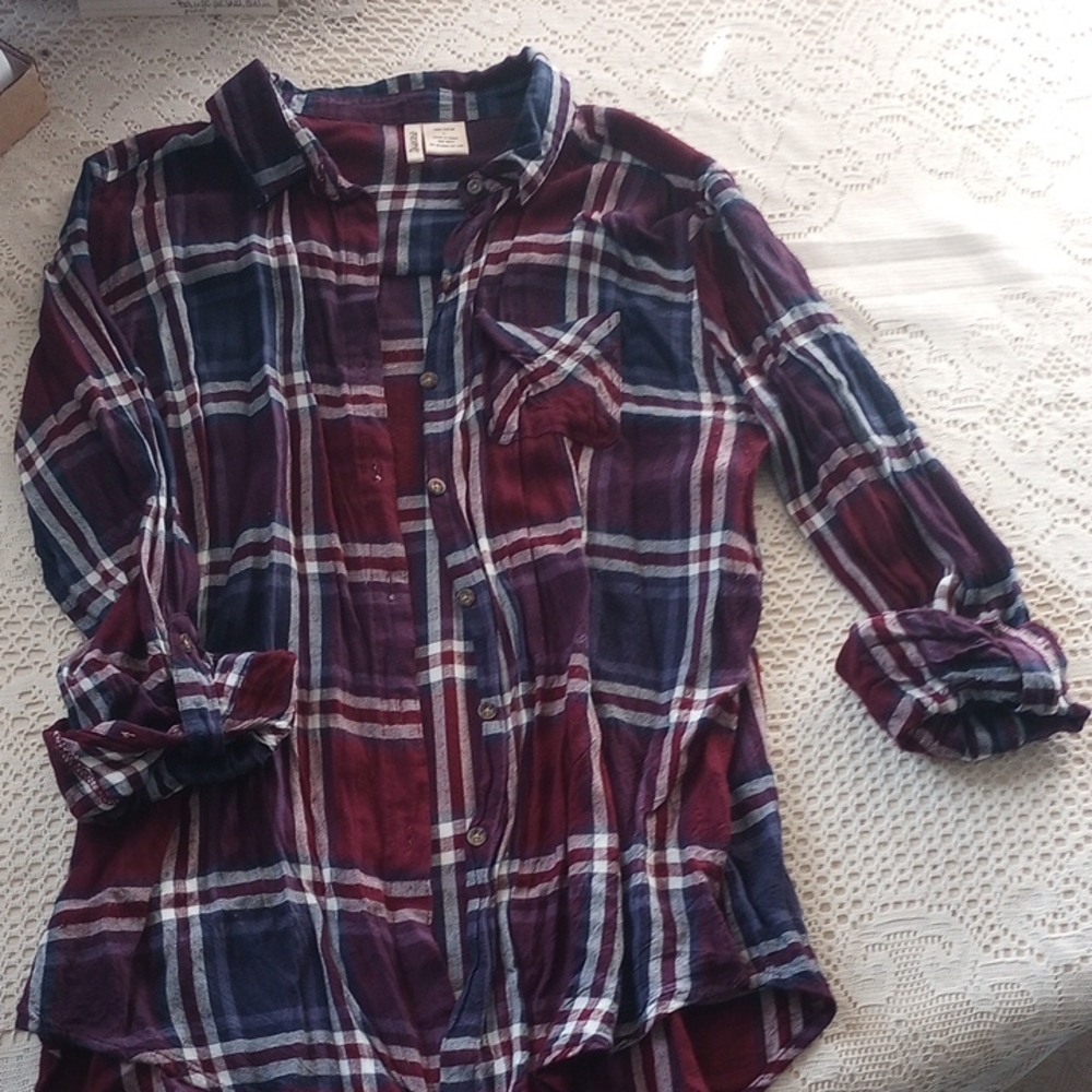 Passport Burgundy and Navy Plaid Shirt